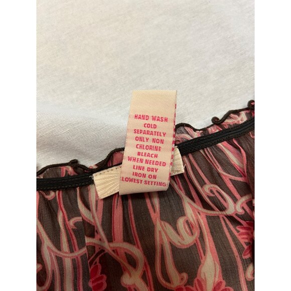 VTG Y2K Candies Womens M Babydoll Top Sheer Brown Pink Floral Fairy Whimsy - Picture 6 of 7